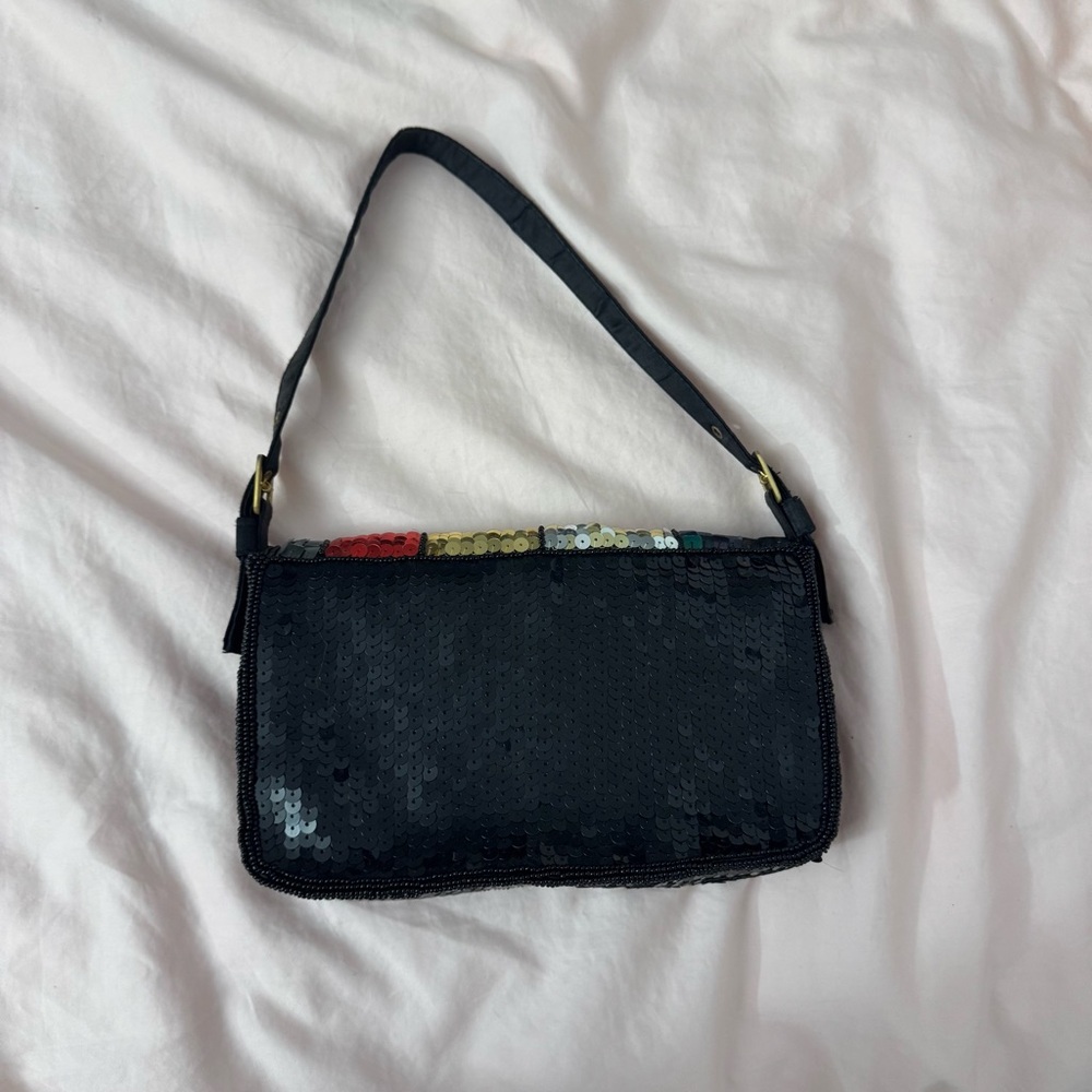 Sequin Patchwork Baguette Shoulder Bag - image 2